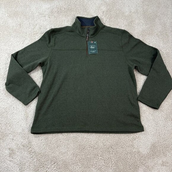 GH Bass & Co Sweater Mens XL Green 1/4 Zip Shirt Fleece Lined Textured NWT - Picture 2 of 13